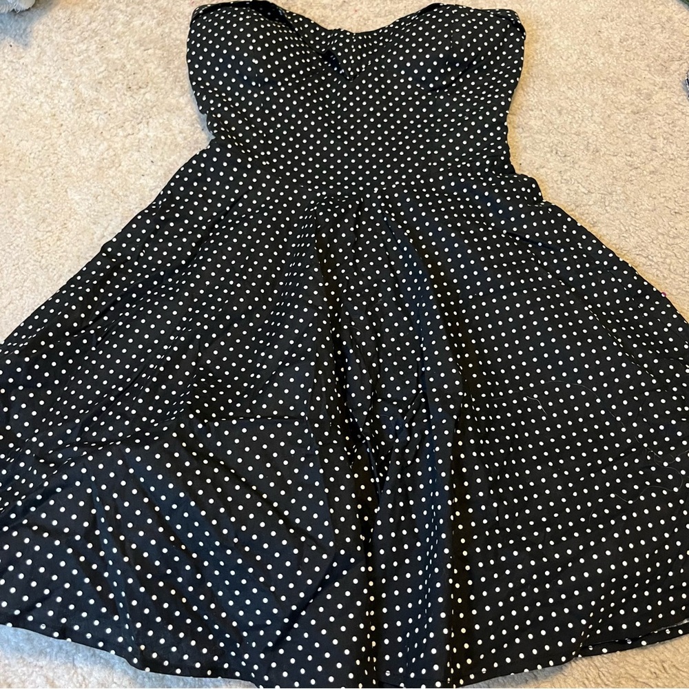 Black Polka Dot Strapless Dress